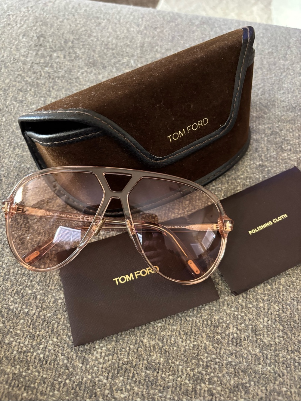 Tom Ford Men’s Rose Gold Aviator Sunglasses